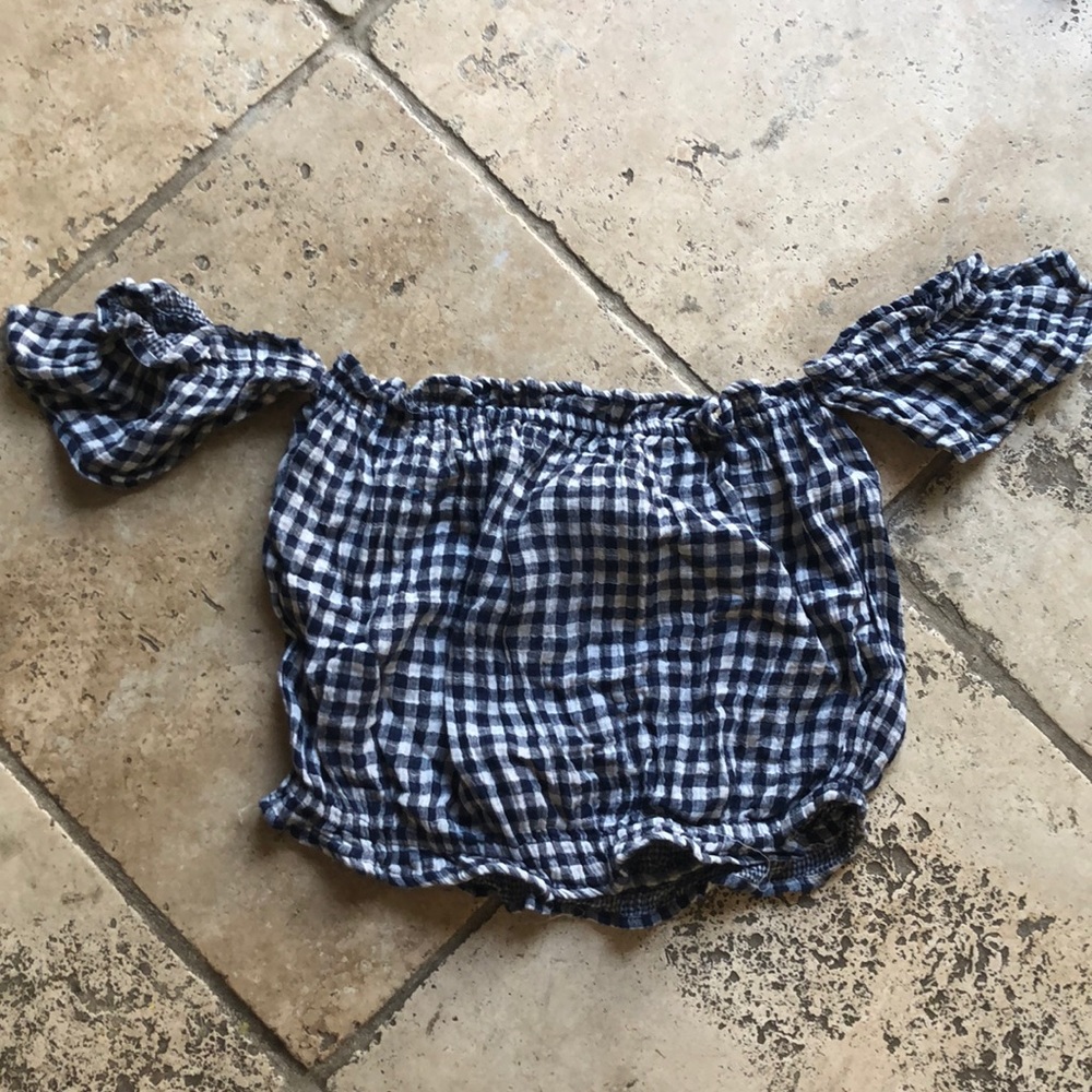 Gingham off the shoulder top